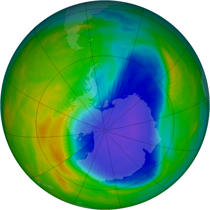 Antarctic ozone map for 14 October 1985